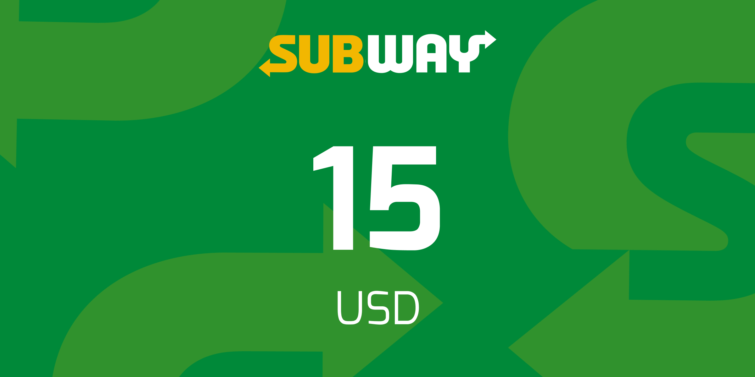 Subway Gift Card 15 USD