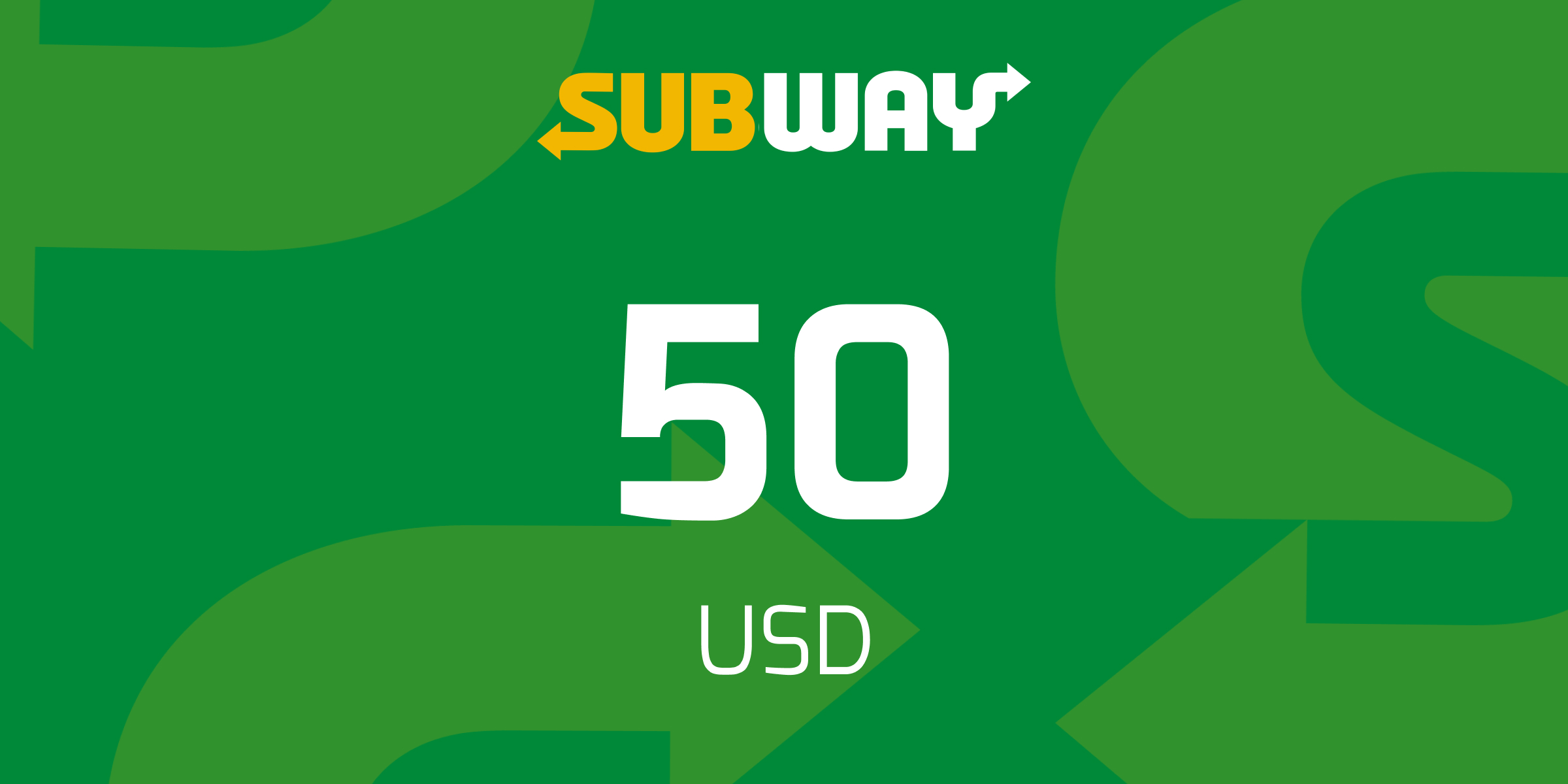 Subway Gift Card 50 USD