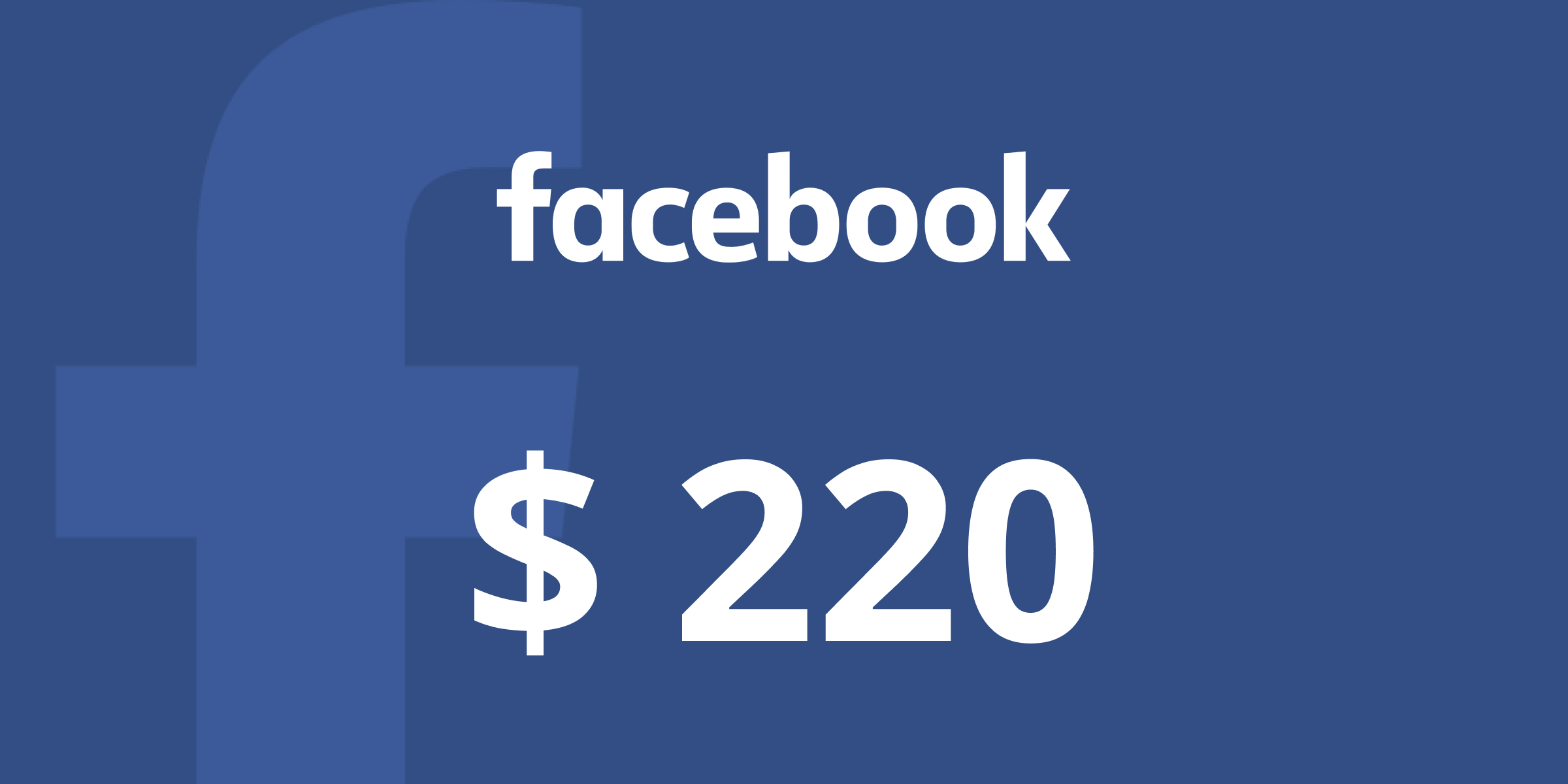 Facebook Gift Card 220 USD