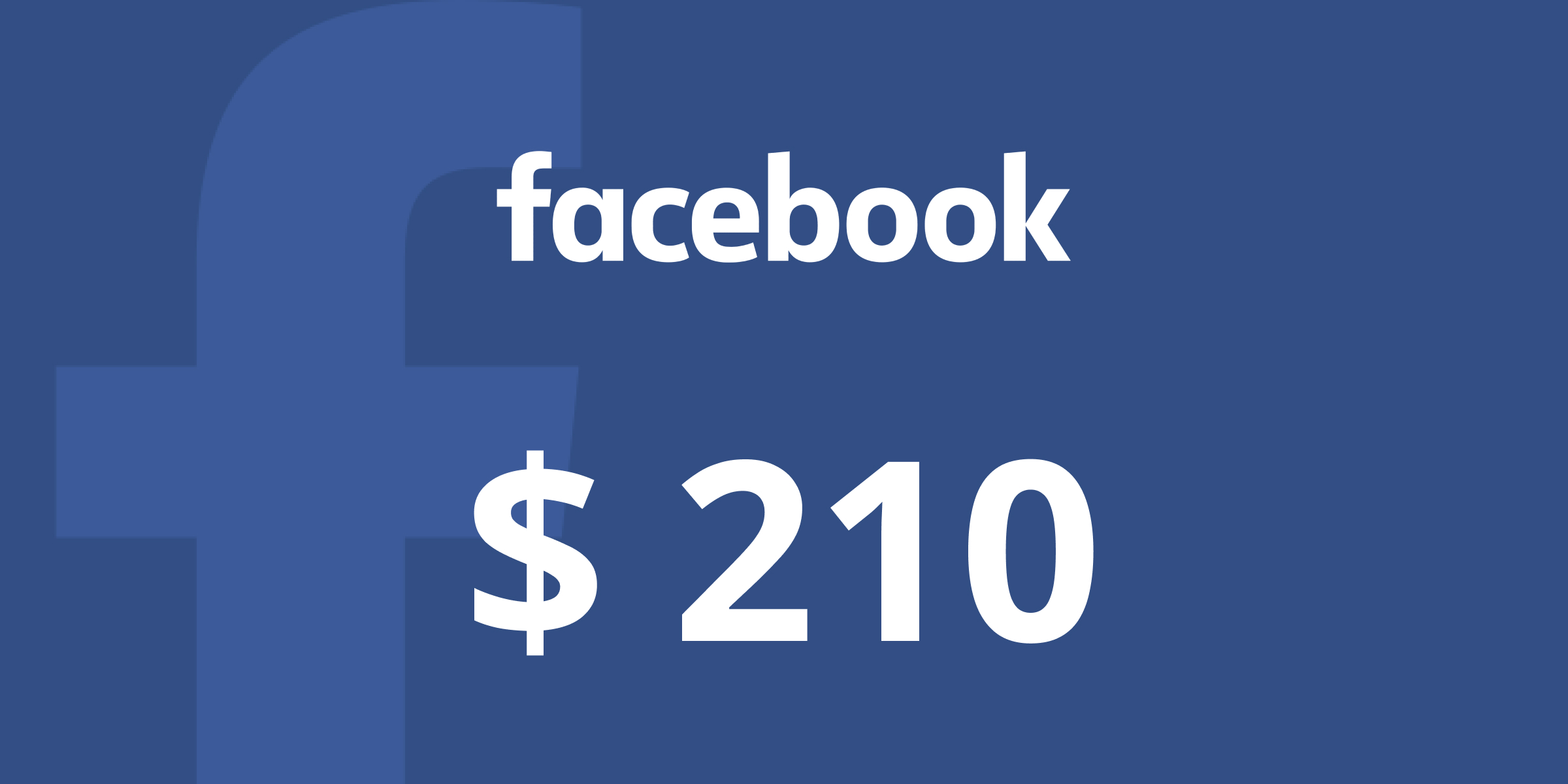 Facebook Gift Card 210 USD