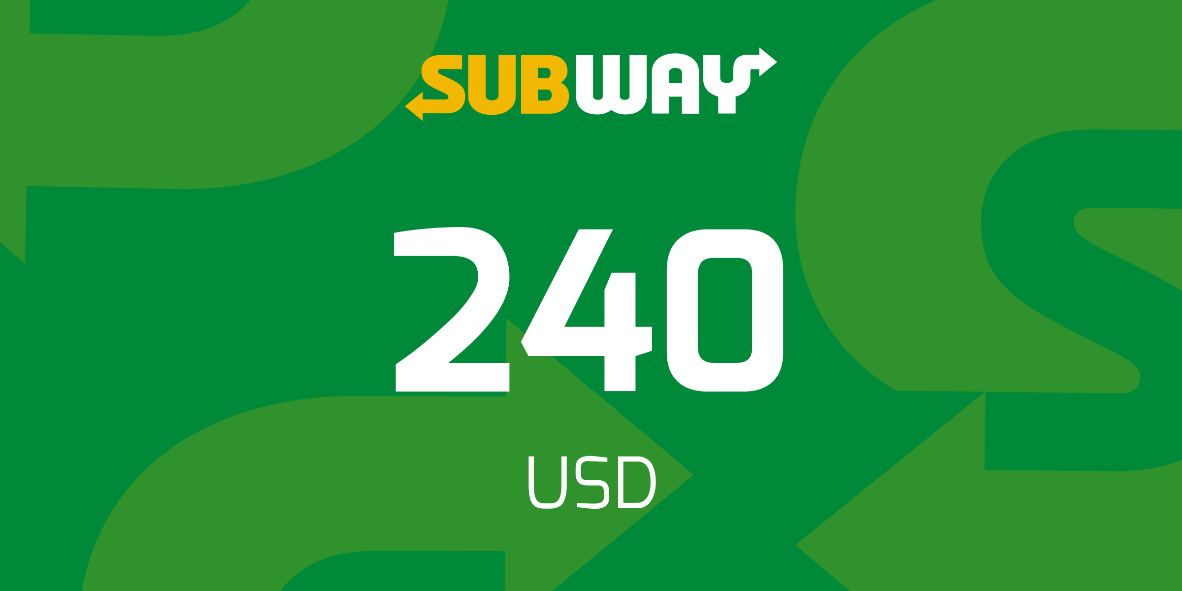 Subway Gift Card 240 USD