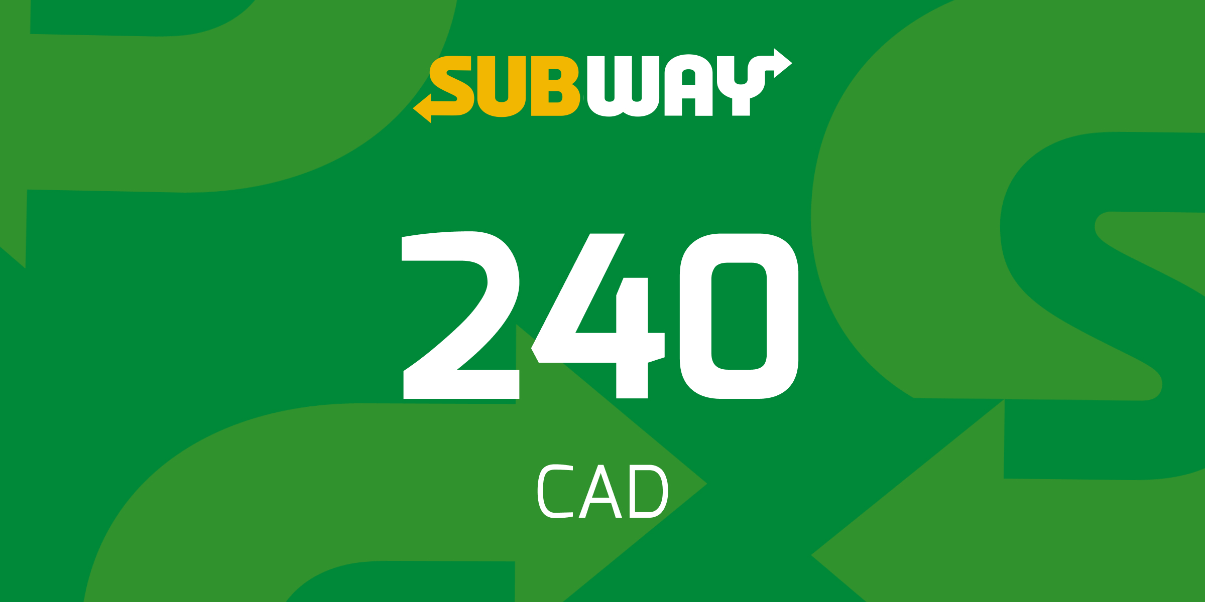 Subway Gift Card 240 CAD
