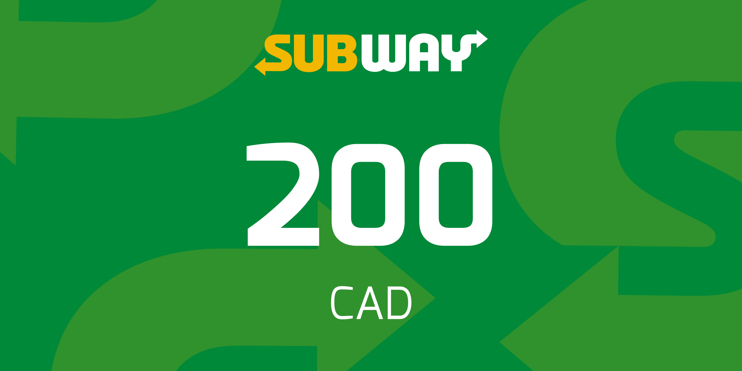 Subway Gift Card 200 CAD