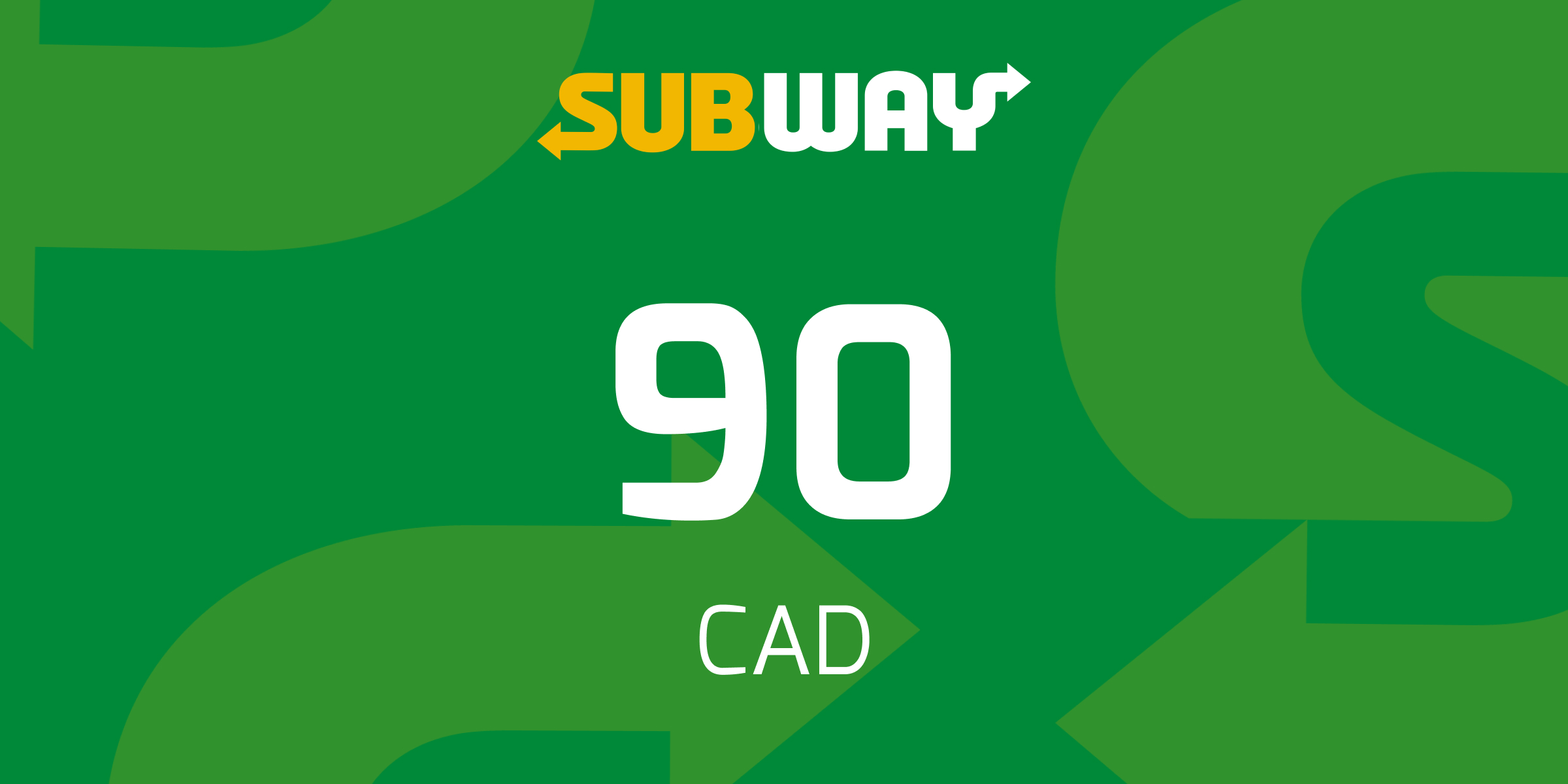Subway Gift Card 90 CAD