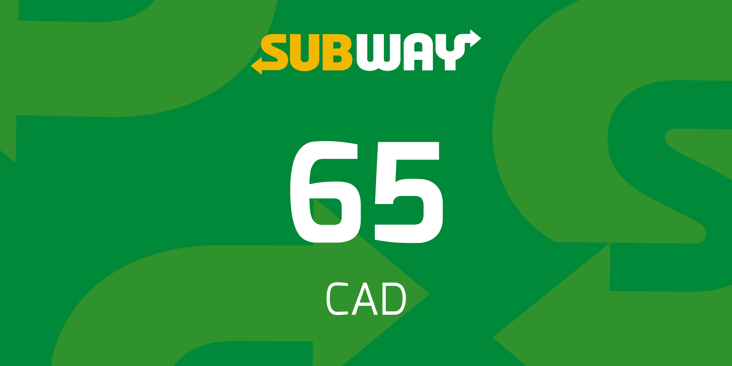 Subway Gift Card 65 CAD