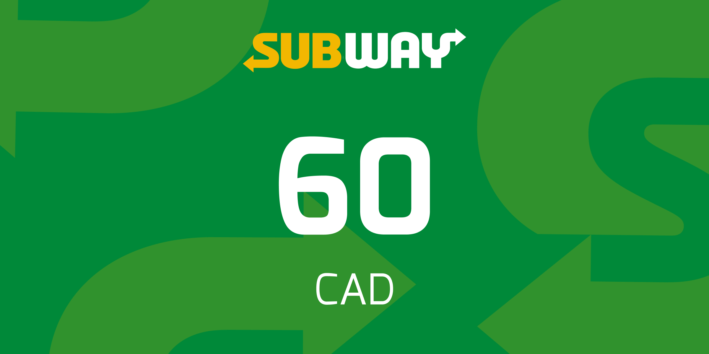 Subway Gift Card 60 CAD