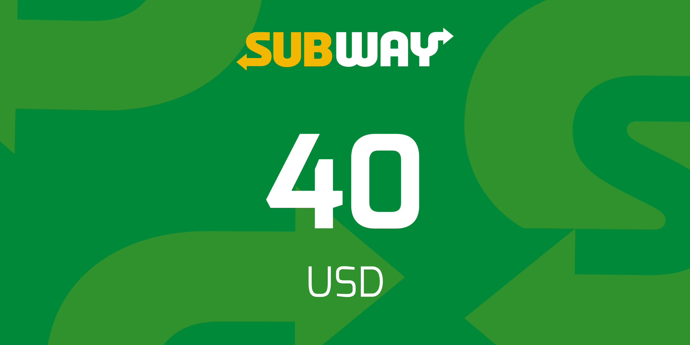 Subway Gift Card 40 USD