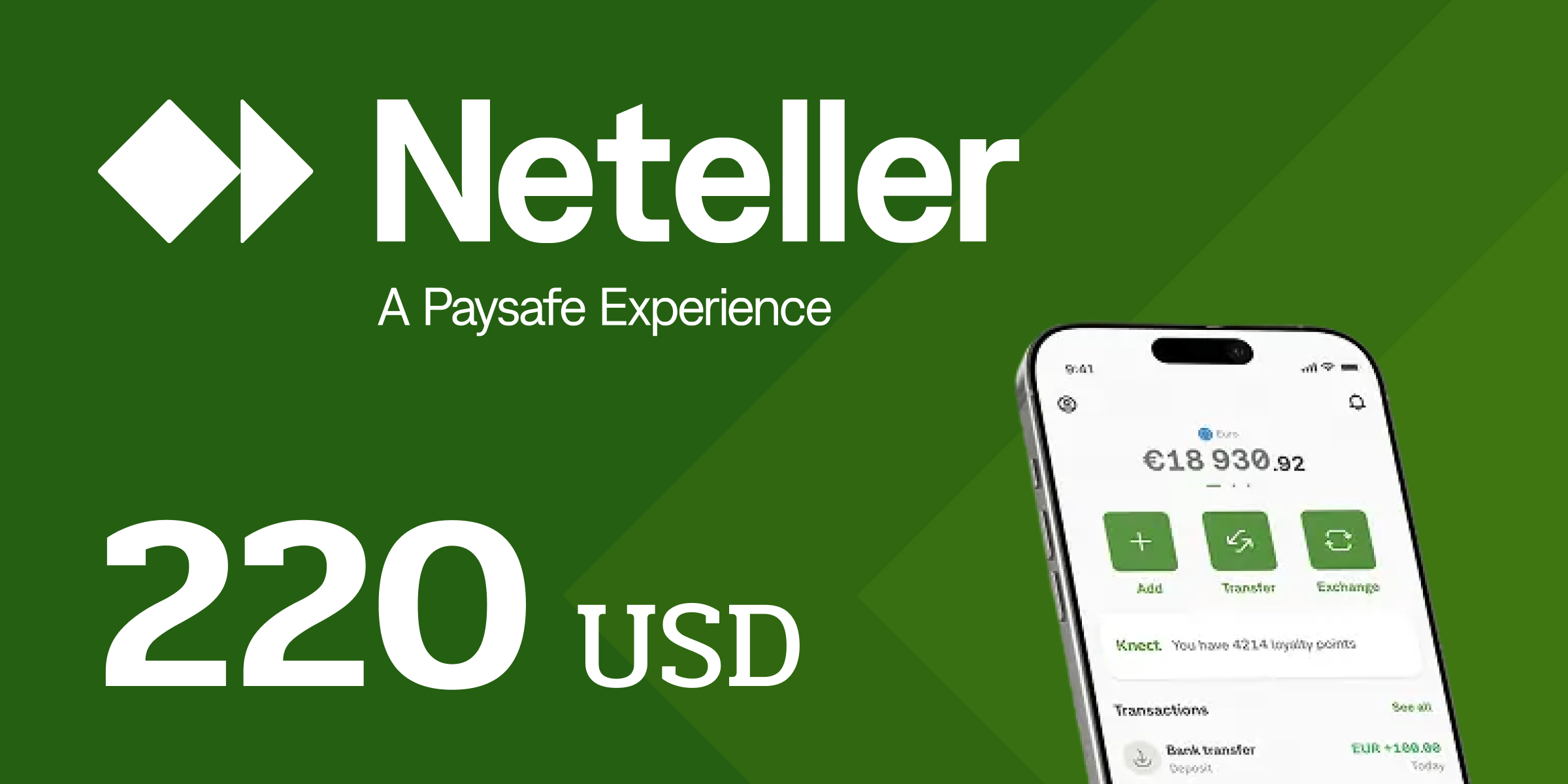 Neteller Gift Card 220 USD
