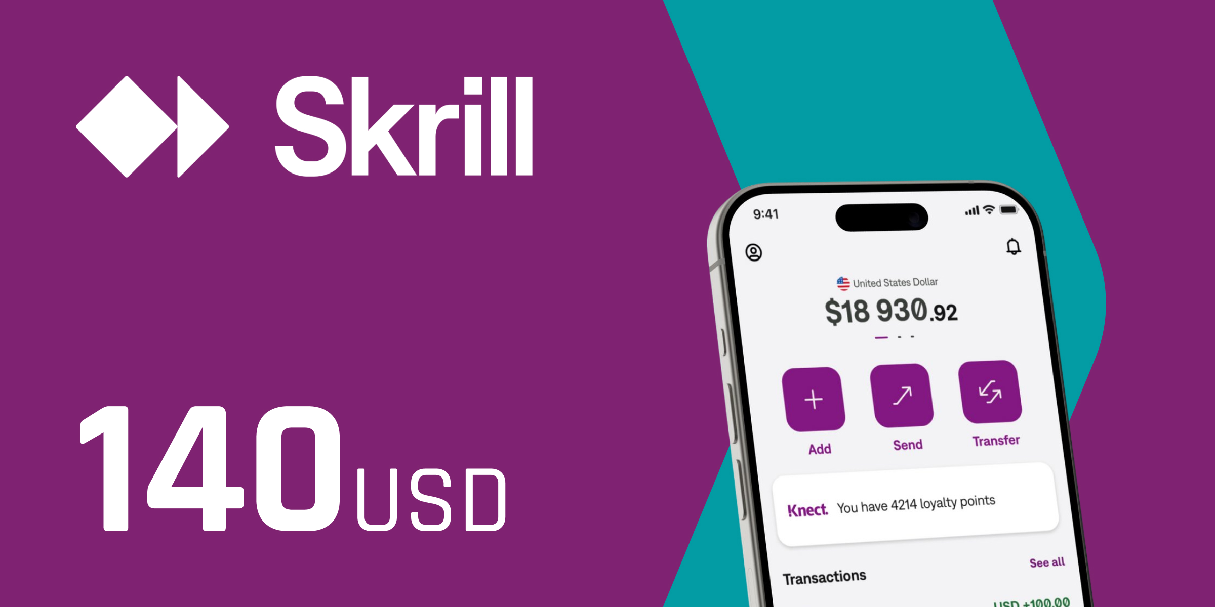 Skrill Gift Card 140 USD