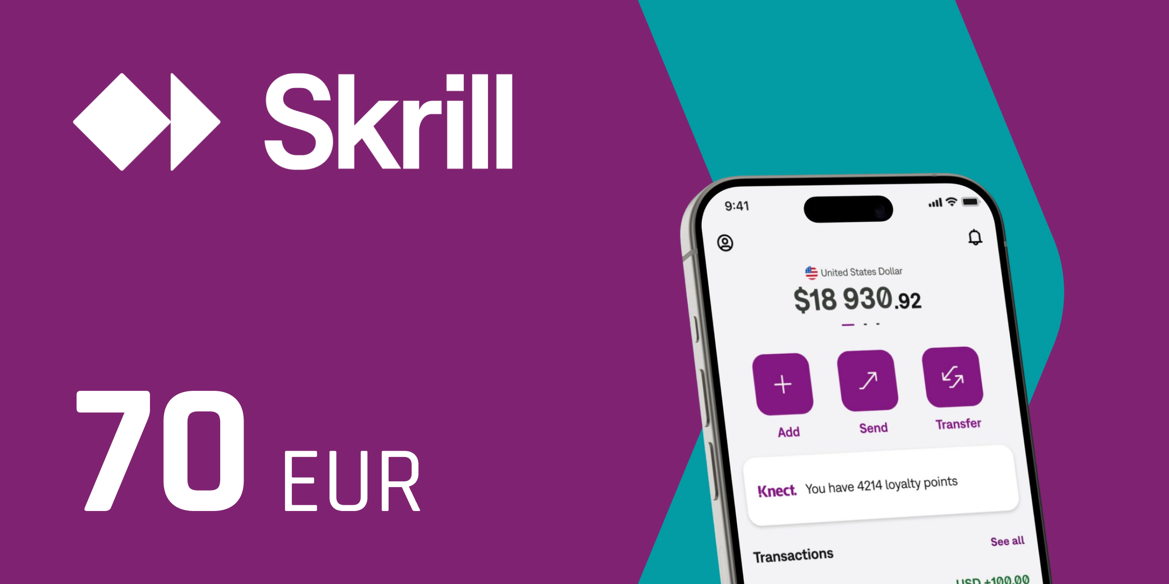 Skrill Gift Card 70 EUR
