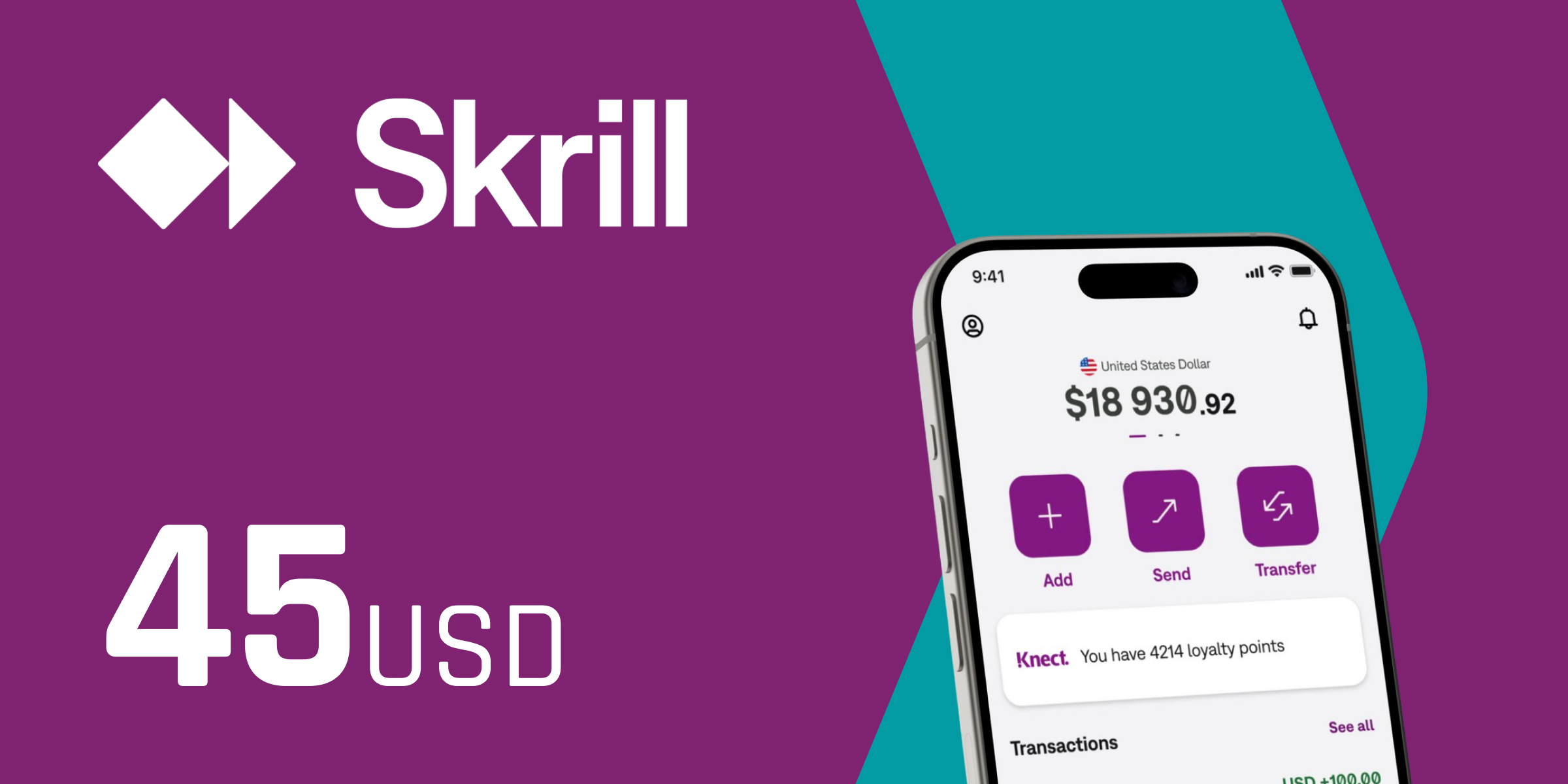 Skrill Gift Card 45 USD